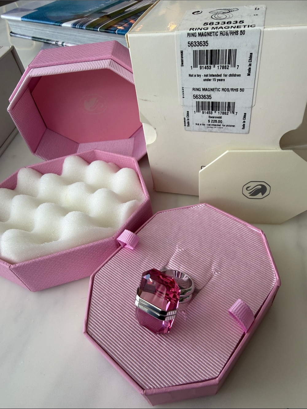 Magnetic Pink Crystal Statement Ring - Unbranded